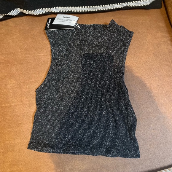 Glitter/shimmer black crop top - Picture 4 of 4